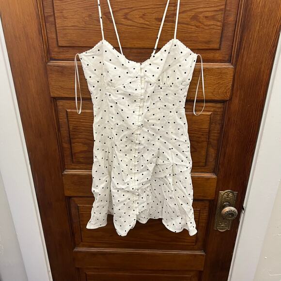 Zara White Polka Dot Dress V Neck Backless High Waist Sleeveless sz M NWT's - Picture 2 of 16